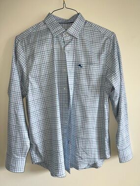 Tommy Bahama Light Blue and White Checked Dress Shirt